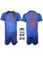 Billige Nederland Frenkie de Jong #21 Bortedraktsett Barn VM 2022 Kortermet (+ Korte bukser)